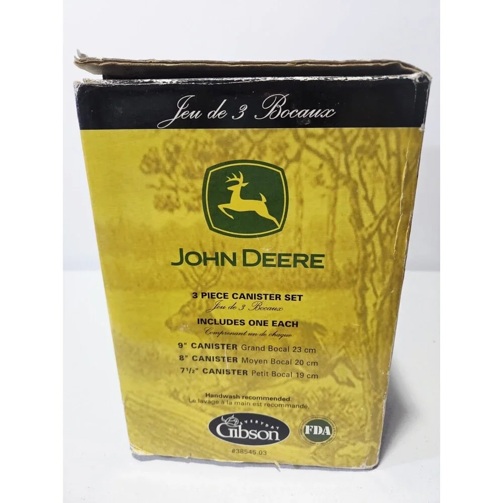 John Deere Tractor Ceramic Canister Set 3pc Gibson Nothing Runs Like A Deere New
